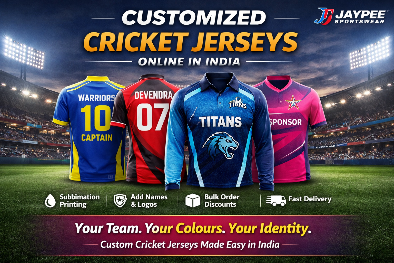 Customized Cricket Jerseys Online in India | Jaypee Sports