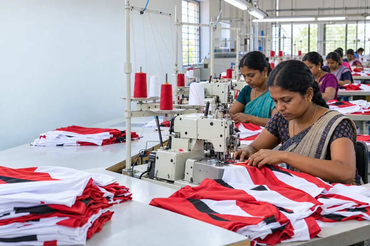 Stitch stage of making custom jerseys at the Jaypee Sportswear unit