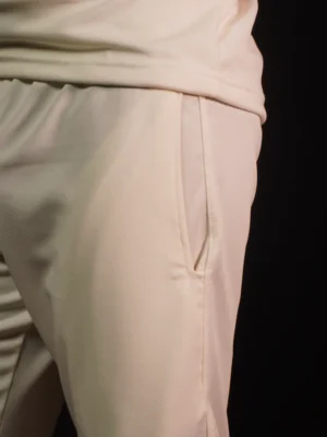 cricket whites pant closeup