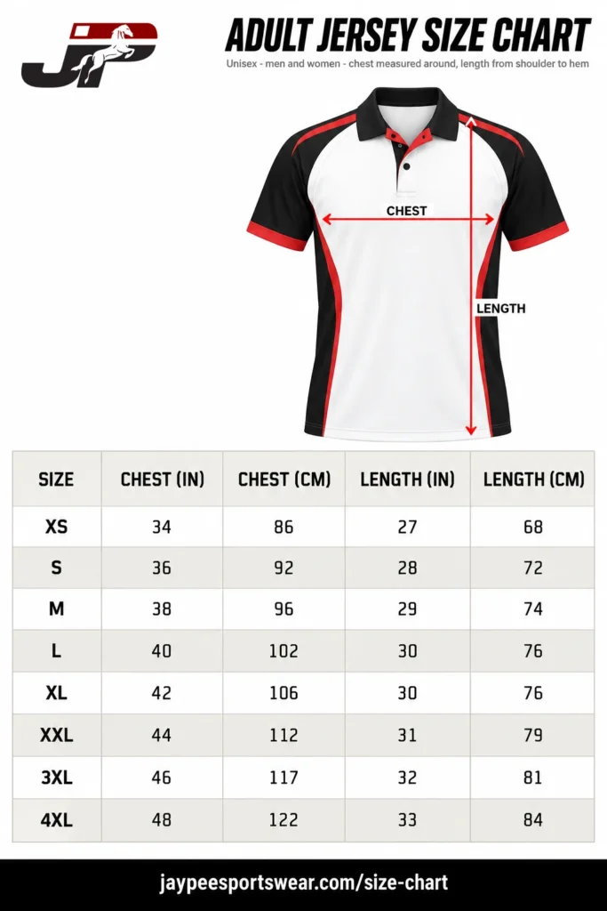 Indian vs UK, US and European Jersey Sizes: Conversion Chart